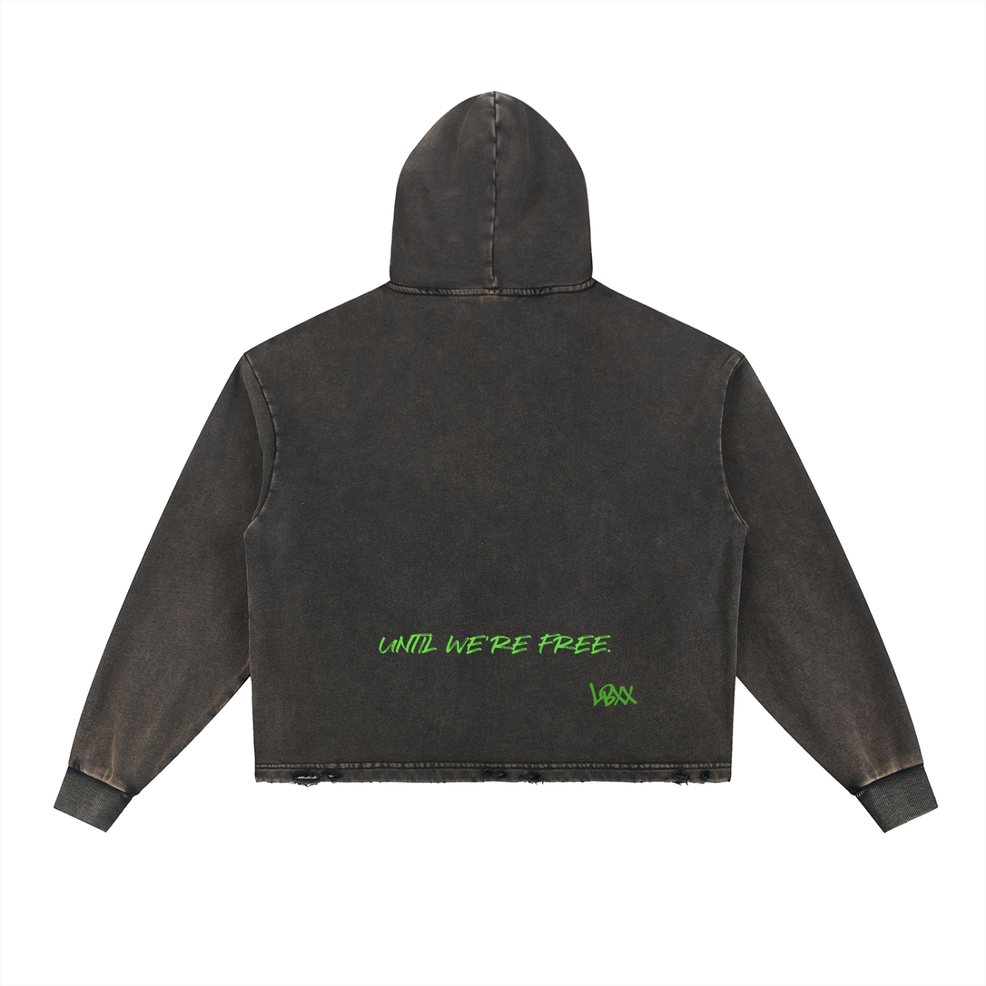 Vintage Washed Frayed-Hem Hoodie
